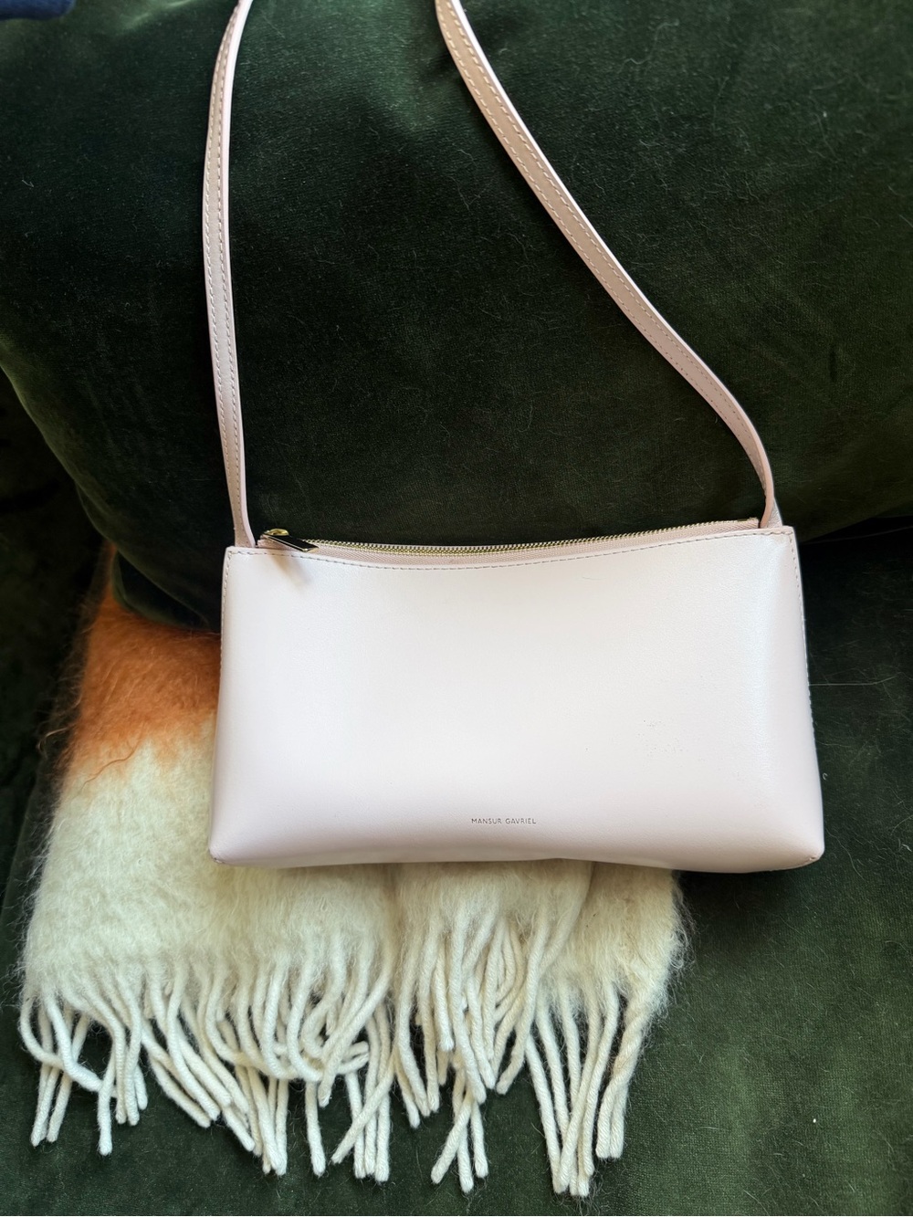 Minimalist Pale Pink Leather Crossbody Bag by Mansur Gavriel